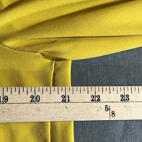 Loft Henley Utility Blouse Womens Medium Yellow Long Sleeves Casual Career - Picture 9 of 9